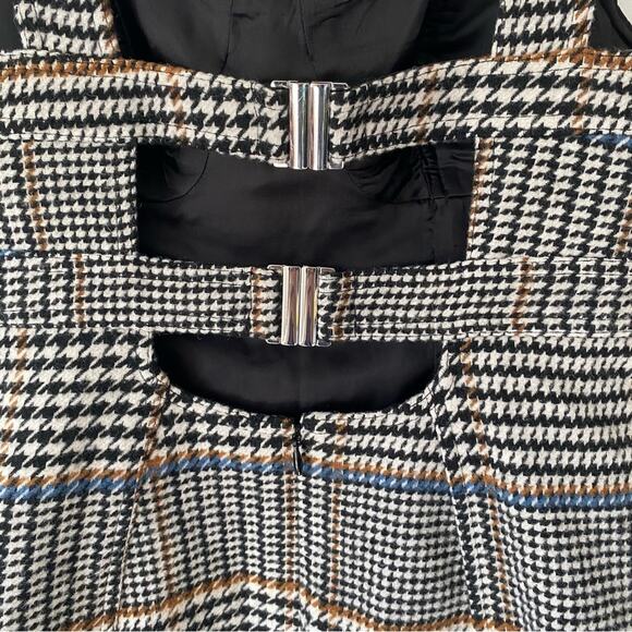 Le’ AL.X Wool Blend Glen Plaid Sweetheart Bustier Mini Dress size XS Black - Picture 8 of 8